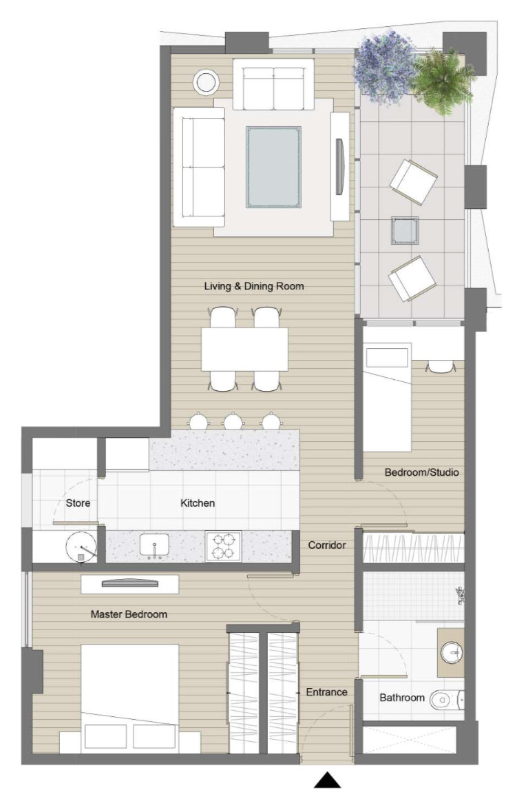 Plan of one bedroom apartment in Kefita, Addis Ababa
