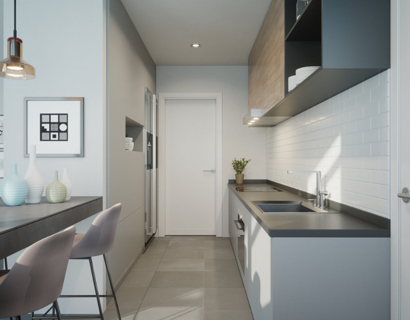 Render of a kitchen in Kefita apartments, Addis Ababa
